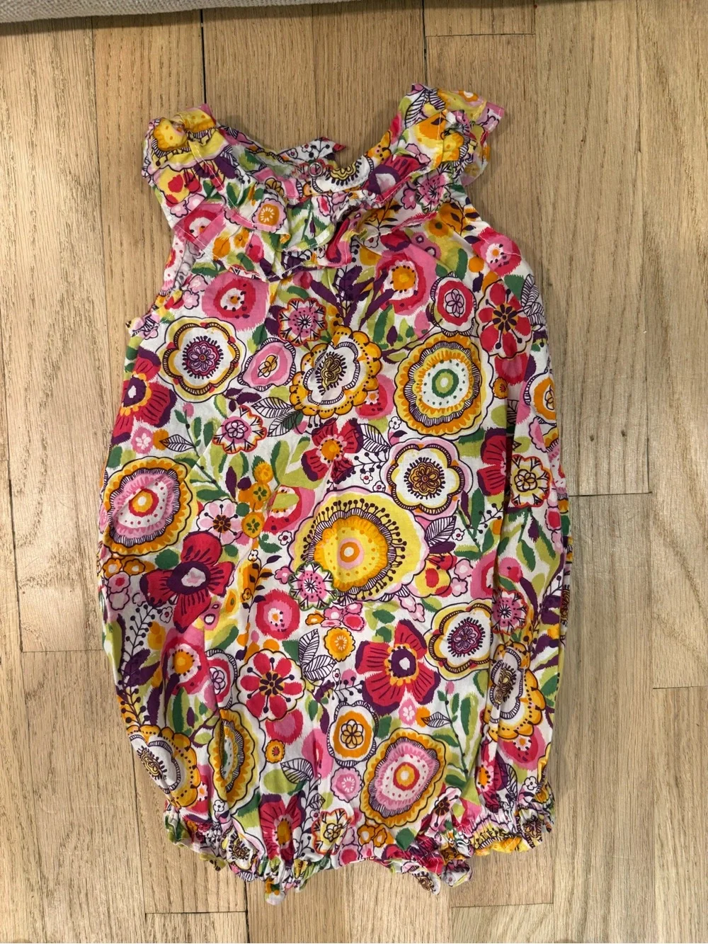 Vera Bradley Floral Ruffle Baby One-Piece in Pink, Yellow, Green, Purple